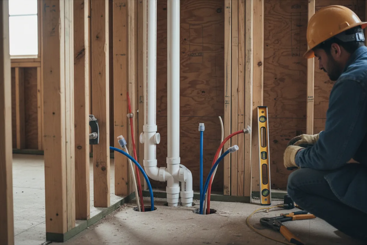 Drain and supply rough-in during Leak Detection in Oswego